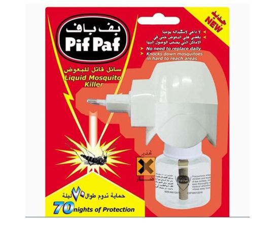 Insect killer device
Insect repellent
Insect fumigator
Mosquito killer
Cockroach killer
Ant killer
Safe for children
Safe for pets
Effective for long periods
Refreshing scent
Pif paf